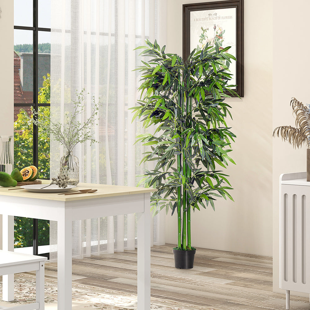 Bambou artificiel XXL 180 cm — feuillage dense, pot inclus