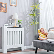 Cache-radiateur couverture radiateur grille d'aération verticale à lattes 78L x 19l x 81H cm en bois Blanc-7