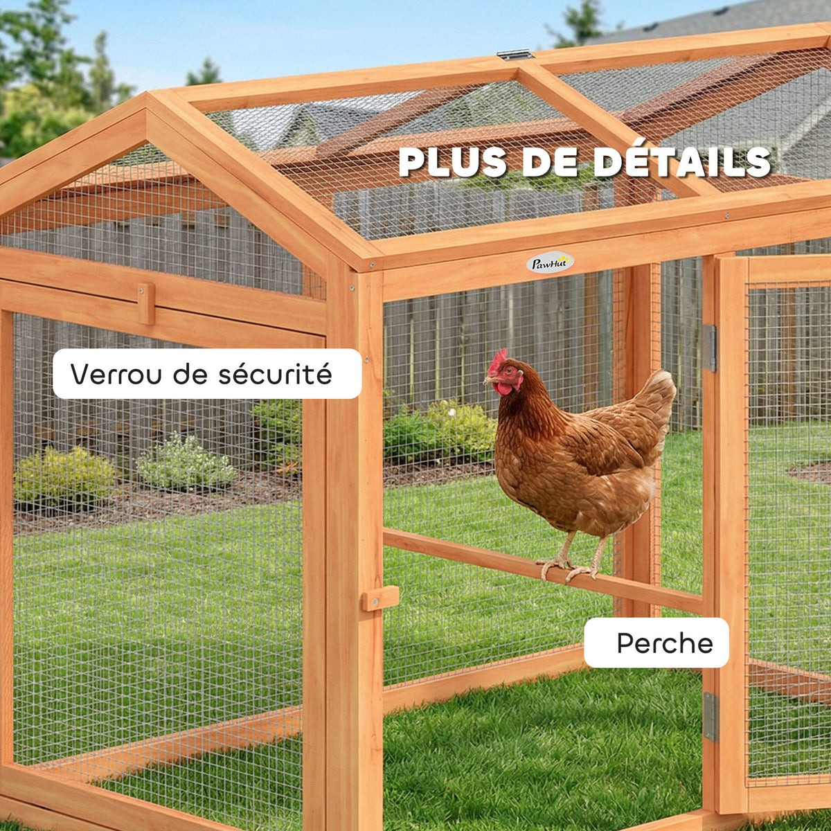 Enclos poulailler en bois modulable, 104 x 70,5 x 84 cm, orange-2