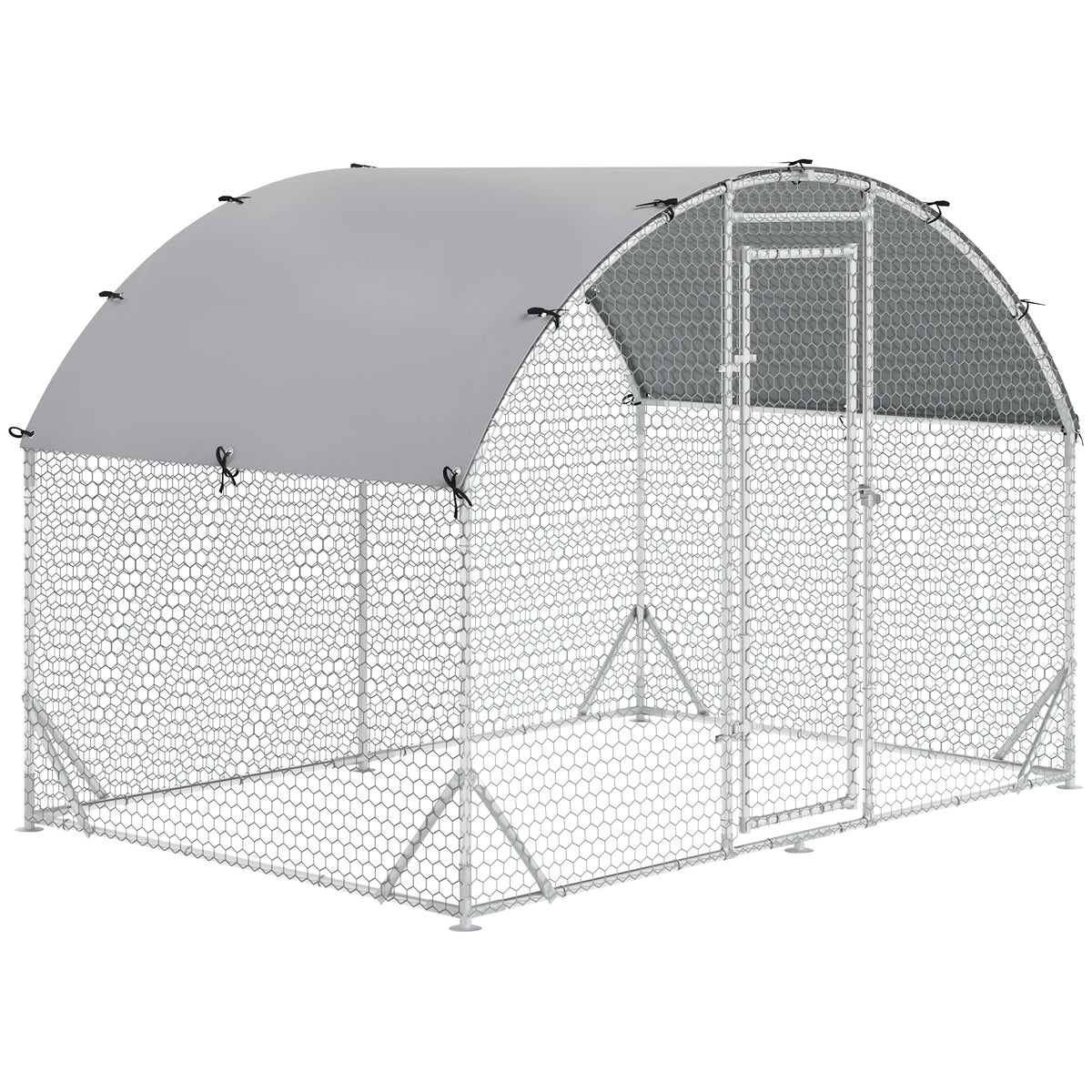 Tunnel poulailler en acier, toit anti-UV 5,32 m²-1