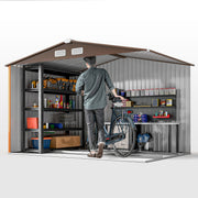 Abri de Jardin 4,9 m² cabane de jardin armoire de jardin Porte coulissante ventilations tôle Acier Jaune-8