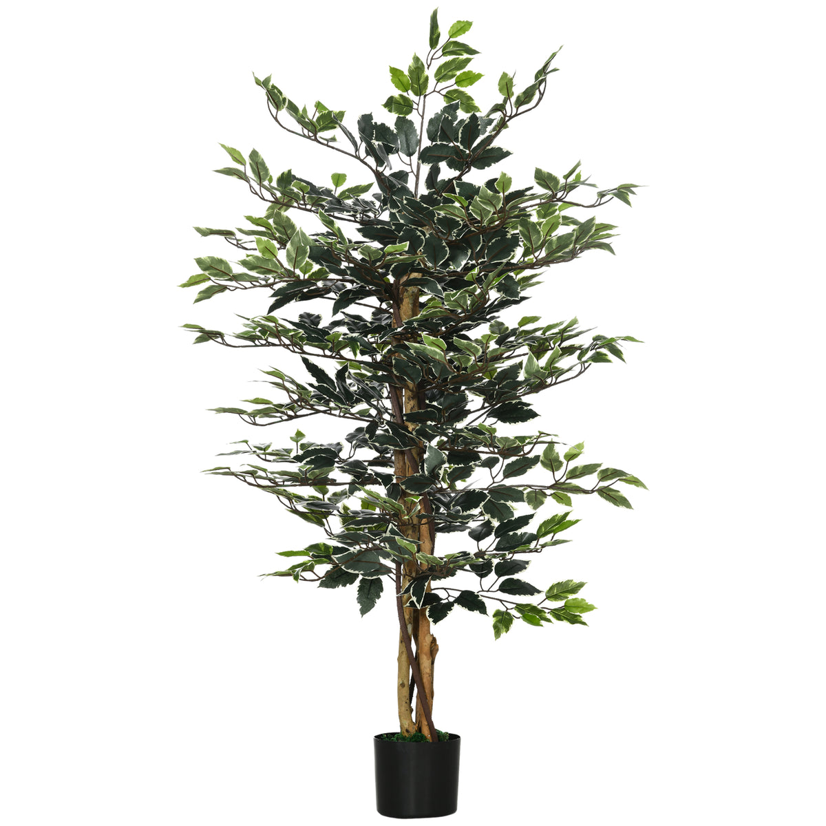 Ficus bonsaï artificiel 130 cm, tronc liane, pot lichen-2