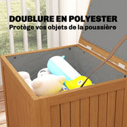 Coffre de Rangement Boîte de Jardin 130L Doublure Amovible pour Coussins et Outils Bois Massif Brun-4