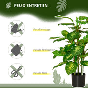 Calathea artificiel 95 cm, pot ciment, intérieur-5