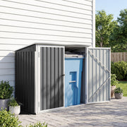 Cache Poubelle Double Abri de Jardin 2 Poubelles de 240L Couvercle Lié par Chaînes Vérins à Gaz 179,5x108x129,5cm Gris-8