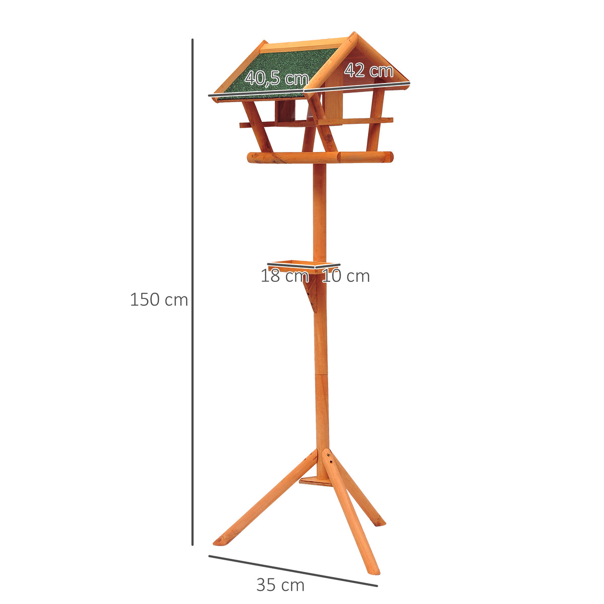 Mangeoire pour Oiseaux Sauvages sur Pied, Nichoir à Plateau, Abri à Oiseaux en Bois pour Extérieur, 150cm-2