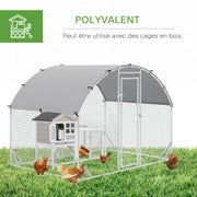 Tunnel poulailler en acier, toit anti-UV 5,32 m²-5