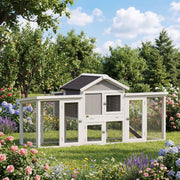 Poulailler chalet en bois massif, 204 x 85 x 93 cm, gris-8