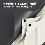 Coffre de rangement métal boîte de jardin 350L double vérins à gaz  verrouillable pour coussins outils gris anthracite-6