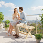 Banc de Jardin en Bois massif, Banquette de Jardin avec Assise à Lattes Effet Bois, 140 x 40 x 43 cm, Bois Naturel-8