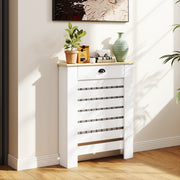 Couvercle de radiateur cache radiateur grille à lattes horizontales avec 2 tiroirs en bois 78l x 19P x 95,5H cm blanc-1