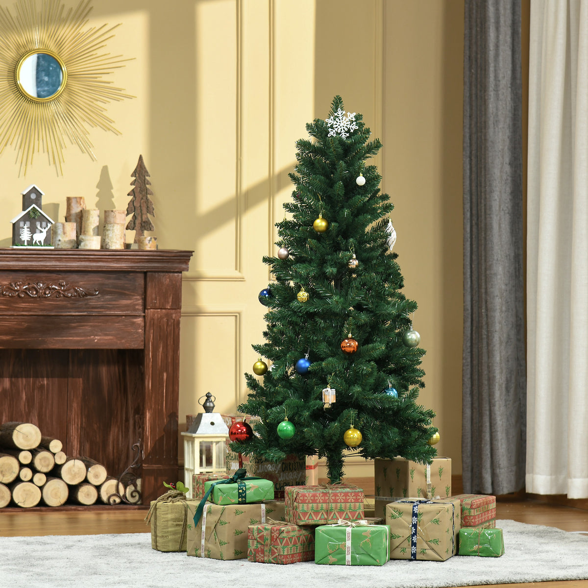 Sapin de Noël Artificiel 150H cm 454 Branches épines Imitation Nordmann Grand réalisme Vert-1