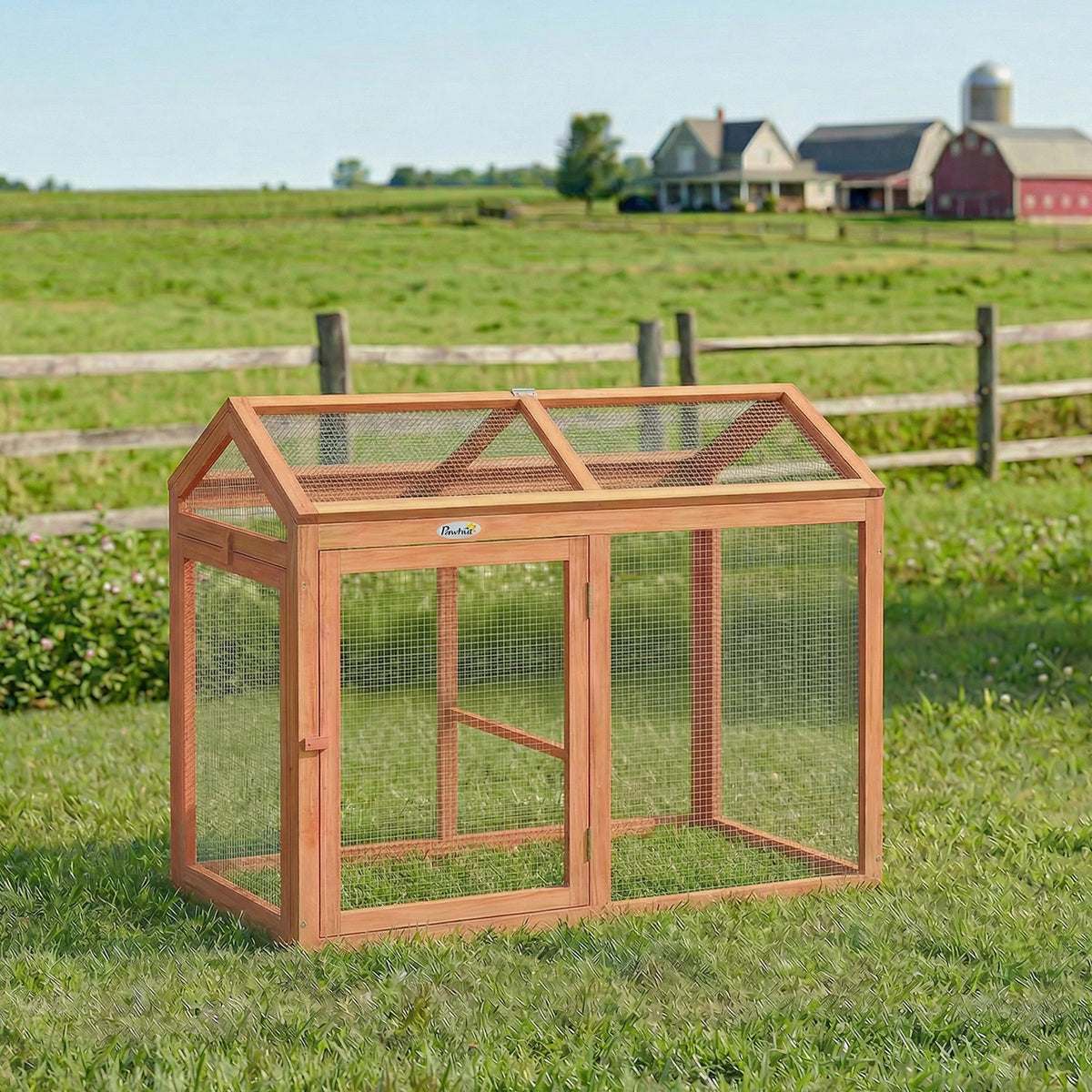 Enclos poulailler en bois modulable, 104 x 70,5 x 84 cm, orange-7