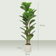 Ficus artificiel figuier lyre 120 cm, tronc en bois massif, pot inclus, intérieur-0