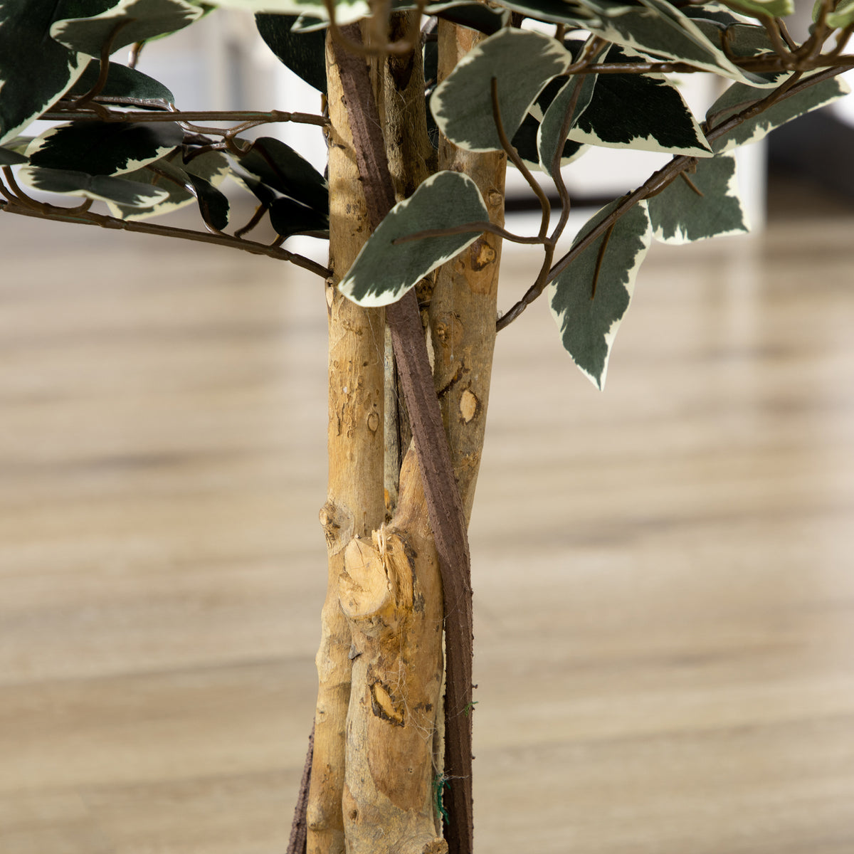 Ficus bonsaï artificiel 130 cm, tronc liane, pot lichen-1