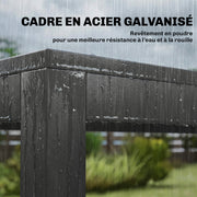 Salon de Jardin Ensemble Mobilier de Jardin 7 Pièces Table Effet Bois 6 Chaises Empilables en Textilène 140x80x72cm Gris-7