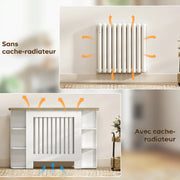 Cache-radiateur étagères ouvertes bois lattes-7