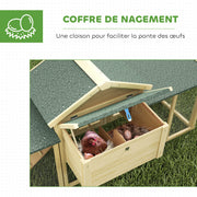 Poulailler clapier modèle chalet multi-équipé : rampes, nichoirs, plateau, en bois massif 204 x 85 x 93 cm bois naturel-5