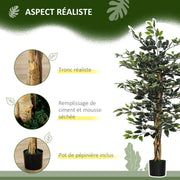 Ficus bonsaï artificiel 130 cm, tronc liane, pot lichen-8