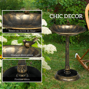 Bain d'oiseaux Abreuvoir, mangeoire pour Oiseaux jardinière 2 en 1 dim. Ø 50 x 72H cm polypropylène Bronze Antique-4