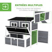 Poulailler XL en bois, nichoir 3 compartiments, 100 x 86 x 100 cm-7