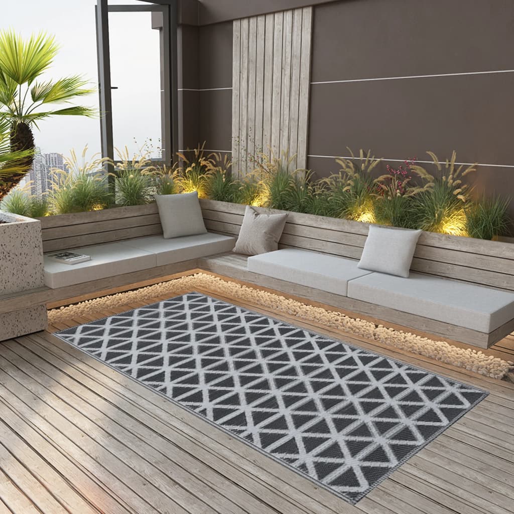 Vidaxl outdoor rug arakil 160x230 cm pp black-0