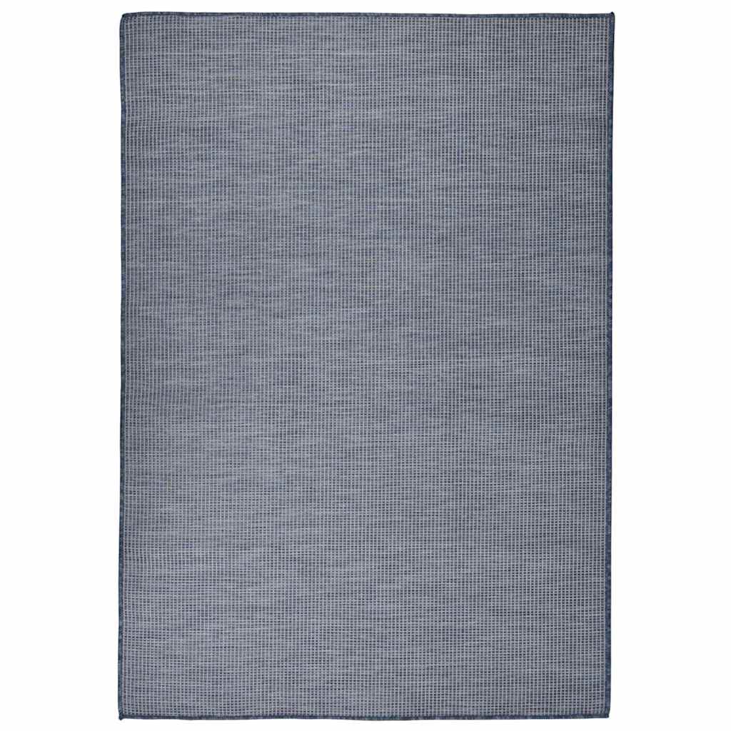 Tapis d'extérieur tissé à plat 140x200 cm, bleu