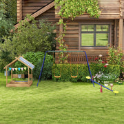 Balançoire portique balançoire pour enfants avec 2 siège de balançoire structure en métal charge max. 90 kg multicolore-8
