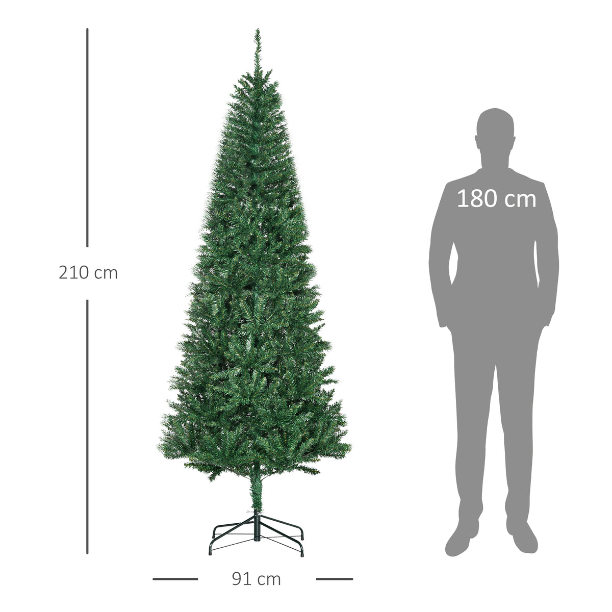 Sapin de Noël Artificiel 210H cm 865 Branches épines Imitation Nordmann Grand réalisme Vert-2
