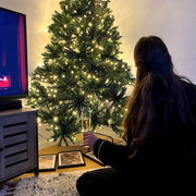 Sapin de Noël Artificiel Lumineux 210H cm LED x 700 Blanc Chaud + Support Pied 2154 Branches Vert-8