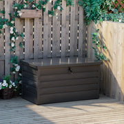 Coffre de rangement exterieur XXL 311L coffre de jardin acier galvanisé verrouillable vérin à gaz 120x62x62cm gris foncé-8