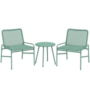 Salon de Jardin Extérieur 3 Pièces en Résine Tressée et Acier, Table de Jardin Ronde avec 2 Chaises, 58x67x75cm, Vert-0