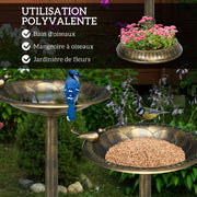 Bain d'oiseaux Abreuvoir, mangeoire pour Oiseaux jardinière 2 en 1 dim. Ø 50 x 72H cm polypropylène Bronze Antique-3