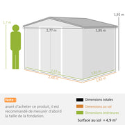 Abri de Jardin 4,9 m² cabane de jardin armoire de jardin Porte coulissante ventilations tôle Acier Jaune-2