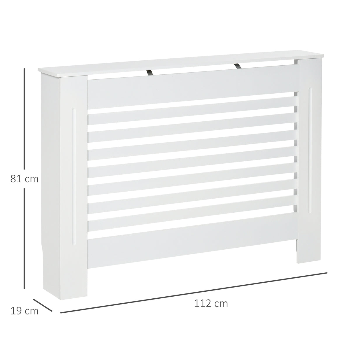Cache-radiateur couverture radiateur Design à Lattes Panneau Cabinet pour salon cuisine chambre couloir dim. 112L x 19l x 81H cm MDF Blanc-2