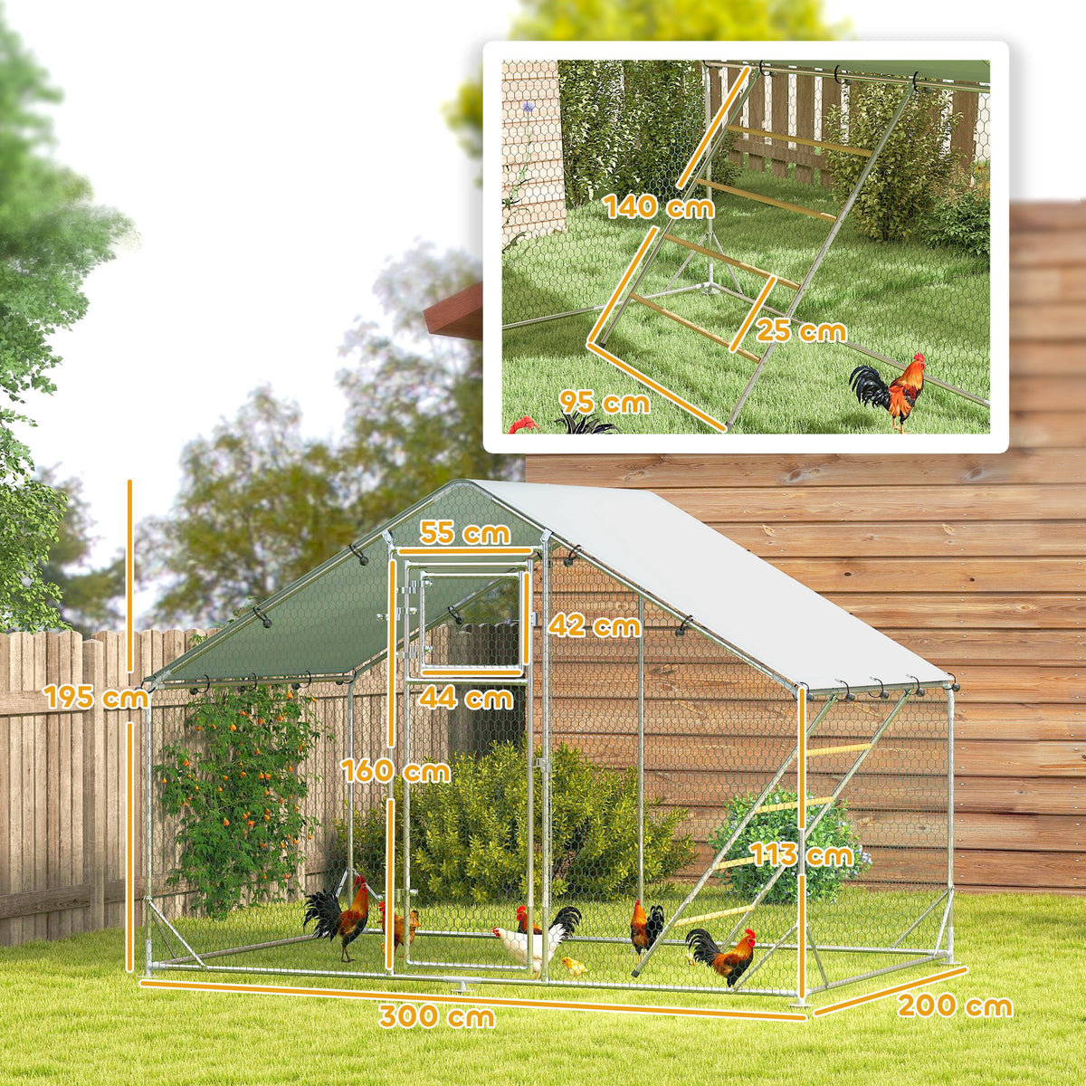 Enclos poulailler, 6 m², perchoir et mangeoire-3