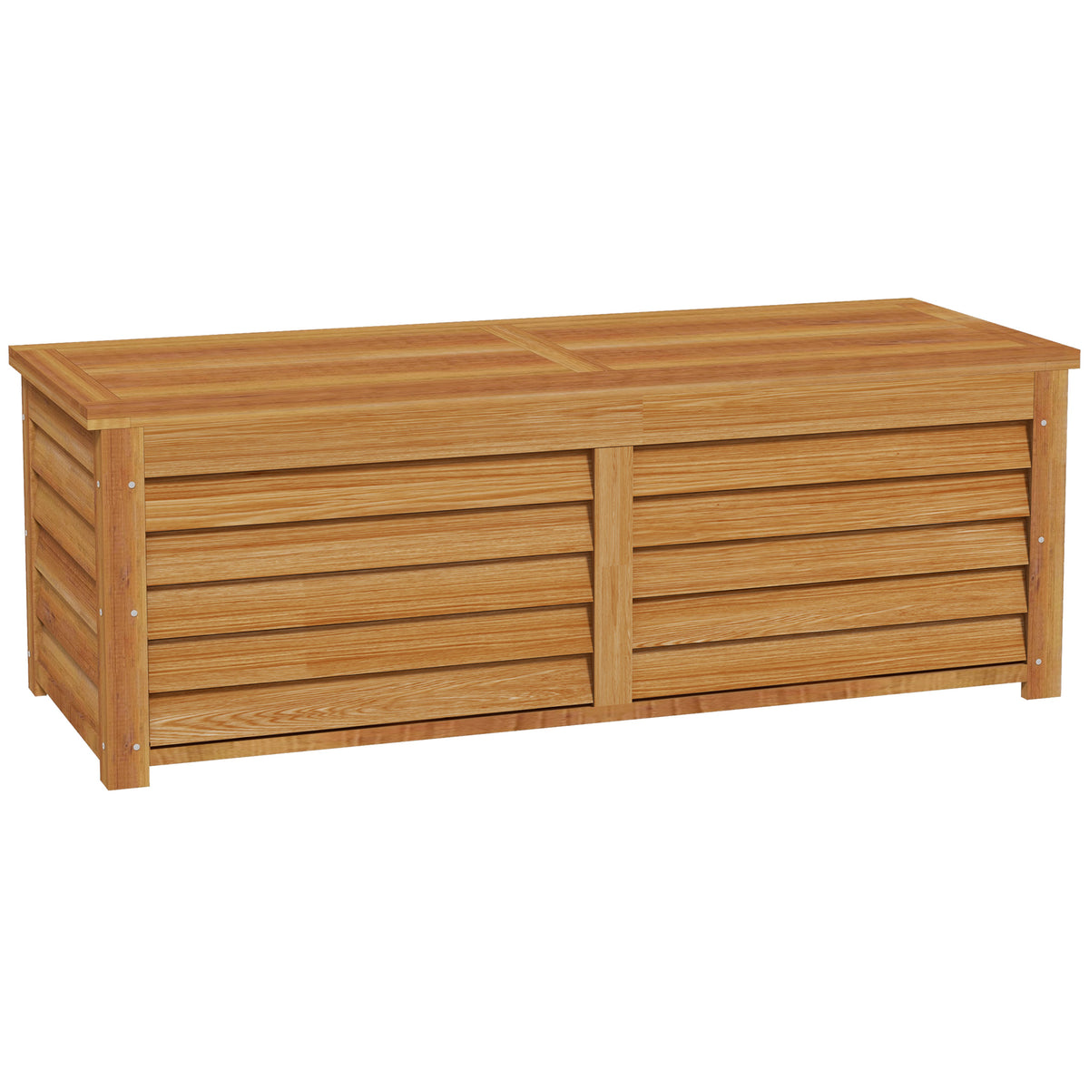 Coffre de rangement extérieur jardin 176L en bois avec poignée, dim. 130L x 50l x 45H cm-0