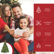 Sapin de Noël Artificiel Lumineux 210H cm LED x 700 Blanc Chaud + Support Pied 2154 Branches Vert-3