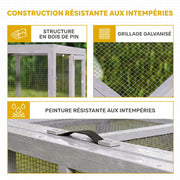 Clapier Lapin Extérieur Enclos Lapin Pliable en Bois Toit Ouvrant et Poignée pour Poule Canard 110x105x50cm Gris-6