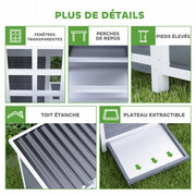 Poulailler XL en bois, nichoir 3 compartiments, 100 x 86 x 100 cm-8