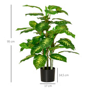 Calathea artificiel 95 cm, pot ciment, intérieur-4