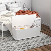 Coffre de rangement, banc de rangement avec couvercle rabattable et charnières de sécurité, banc chaussures, meuble d'entrée, couloir, chambre, salon, 100 x 40 x 40 cm, blanc-6