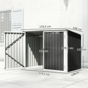 Cache Poubelle Double Abri de Jardin 2 Poubelles de 240L Couvercle Lié par Chaînes Vérins à Gaz 179,5x108x129,5cm Gris-2