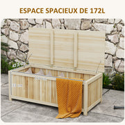 Coffre de rangement jardin en bois 172L avec vérins, pour l'extérieur - 120L x 55l x 45H cm-3