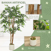 Banian artificiel 150 cm, tronc bois massif, pot inclus-5
