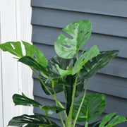 Monstera artificiel Ø16 x 100 cm, 21 feuilles, pot ciment, intérieur et extérieur-3