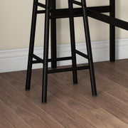 Ensemble table haute de bar + 2 tabourets structure en acier plateau aspect effet bois d'acajou 2 personnes noir-8
