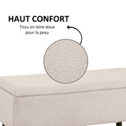 Banc de rangement coffre de rangement pieds en bois de caoutchouc 95 x 38 x 45 cm beige-5