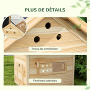 Poulailler en bois pour canards, 78x90x92cm-8