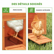 Poulailler avec pondoir et perchoir, 113,5 x 67,5 x 95,5 cm, orange-8